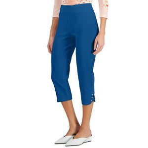 Jm Collection Womens Petite Crisscross-Hem Capri Pants, Blue, Size PS LUvS